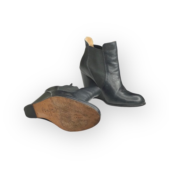 Corso Como  Edgy Biker Wedge Heel Platform Leather Boots Booties  Black 9.5M  - Picture 12 of 16